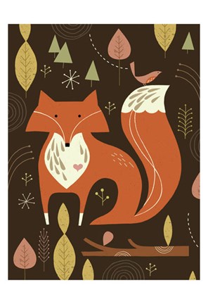 Framed Fox in the Woods Print