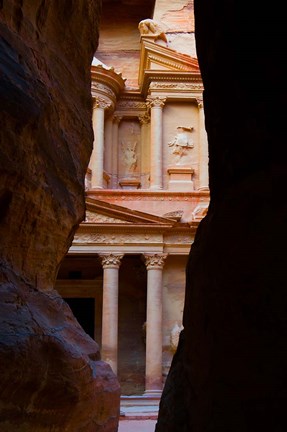 Framed Jordan, Petra, Treasury (Al-Khazneh), Siq, tomb Print