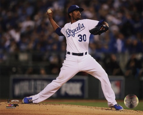 Framed Yordano Ventura Game 6 of the 2014 World Series Action Print