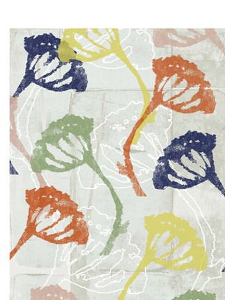 Framed Stamped Floral II Print