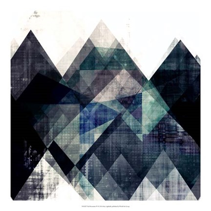 Framed Teal Mountains IV Print
