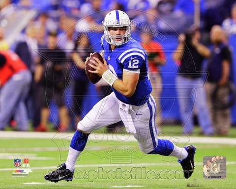 Framed Andrew Luck running on the field 2014 Print