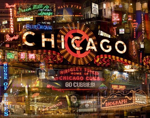 Framed Chicago Night Print