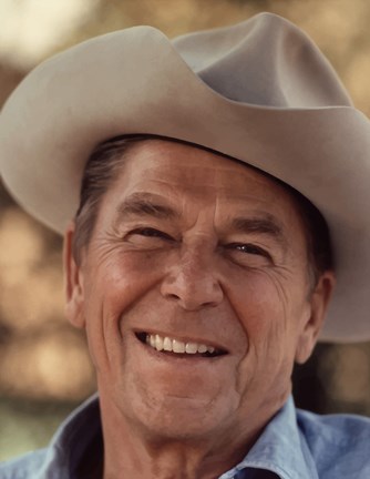 Framed Ronald Reagan in Cowboy Hat Print