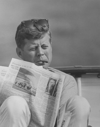 Framed John F Kennedy Smoking a Cigar Print