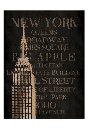 Framed Burlap New York Print