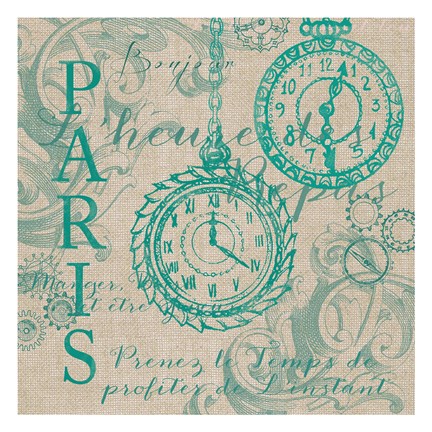 Framed Time for Paris 1 Teal Print