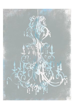 Framed Blue Grey Chandelier Print