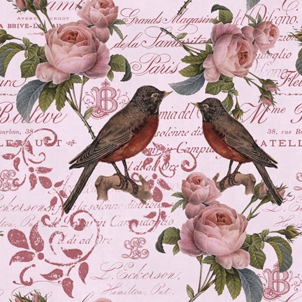 Framed Vintage Rose Pink Pattern Print