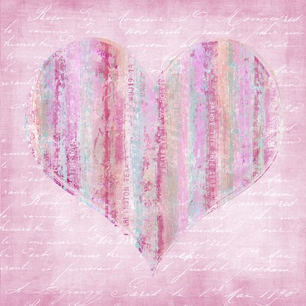 Framed Striped Pink Heart Print