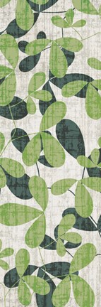 Framed Green Leaves on Cream II Print