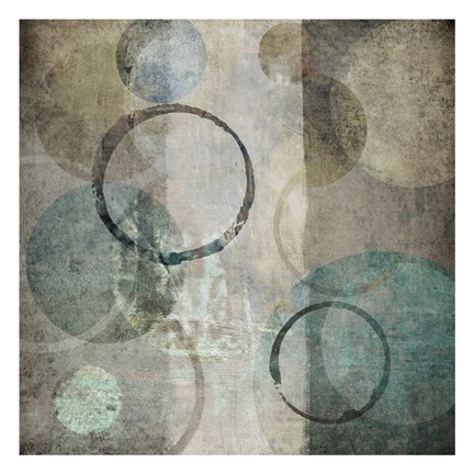 Framed Stone Circles Blue II Print