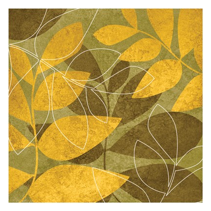 Framed Yellow Brown Leaves 1 Print