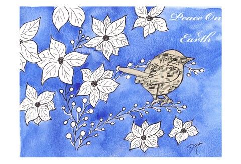 Framed Poinsettia Bird Song Print