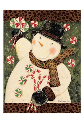 Framed Cheetah Snowman Print