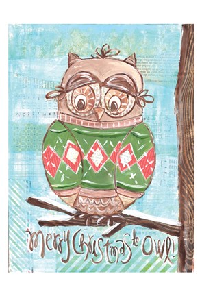 Framed Christmas Owl 4B Print