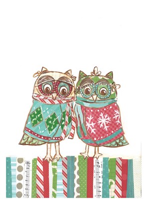 Framed Christmas Owls 1A Print
