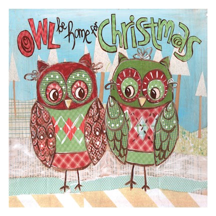 Framed Christmas Owls 2A Print