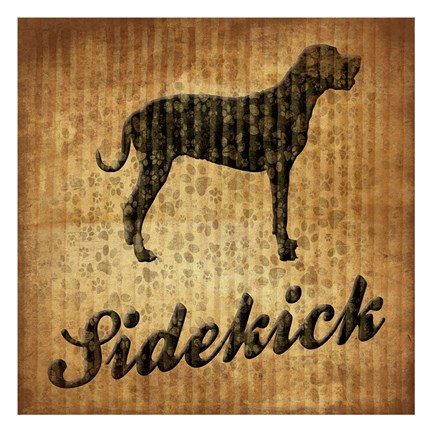 Framed Sidekick (brown background) Print