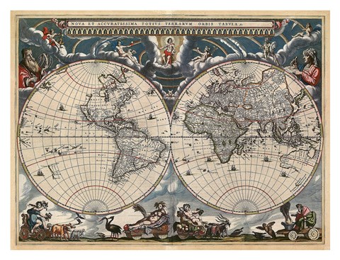 Framed Nova et Accuratissima Totius Terrarum Orbis Tabula Print