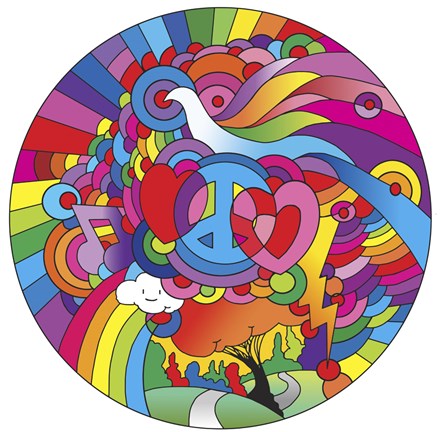 Framed Peace Love Music Circle Print