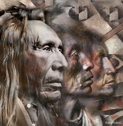 Framed Three Native American Faces Print