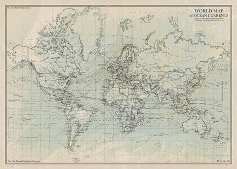 Framed Ocean Current Map I Print