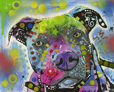 Framed Colorful Pit Bull Print