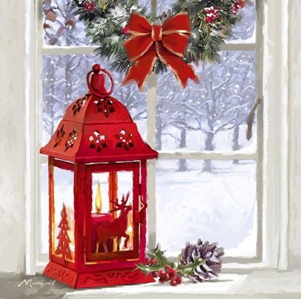 Framed Xmas Lantern Print