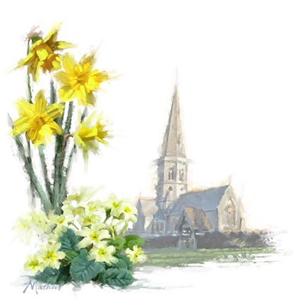 Framed Daffodils And Primroses Print