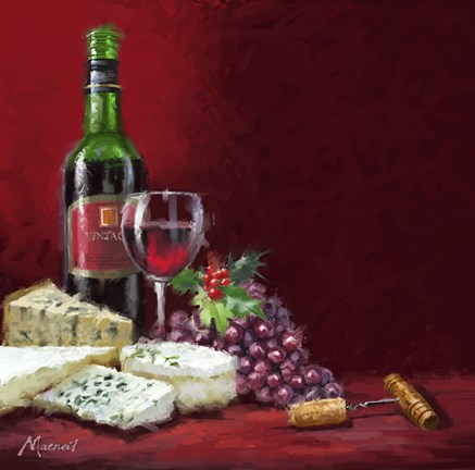 Framed Wine And Cheese Print