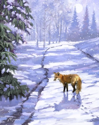 Framed Fox In Snow Print