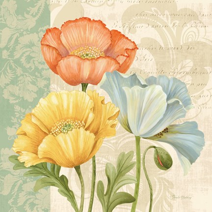 Framed Pastel Poppies Multi I Print