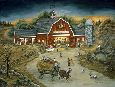 Framed Barn Dance At O&#39;Flannery Farm Print