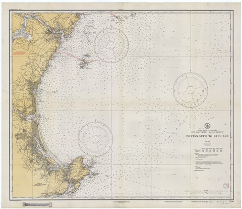 Framed Map of Portsmouth to Cape Ann Print