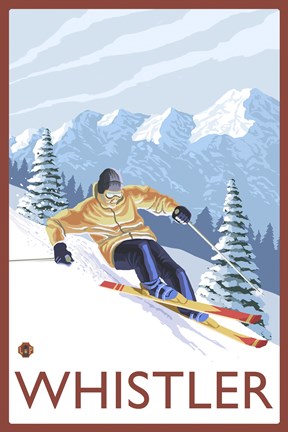 Framed Whistler Mountain Ski Print