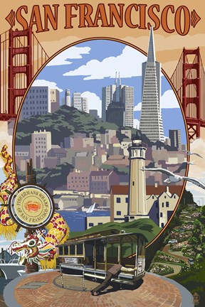 Framed San Francisco Trolley Ad Print