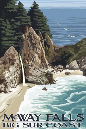 Framed McWay Falls Big Sur Coast Print