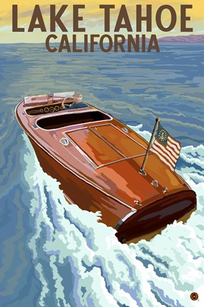 Framed Lake Tahoe California Boat Print