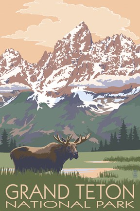 Framed Grand Teton National Park Moose Print