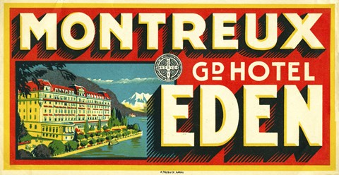 Framed Montreux Grand Hotel, Eden Print