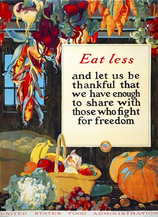 Framed Eat Less, and Let us be Thankful Print
