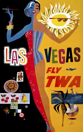 Framed Las Vegas, Fly TWA Print