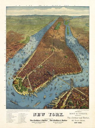 Framed Aerial Map for Root &amp; Tinker of New York Print