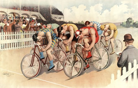 Framed Bicycle Race Scene, 1895 Print