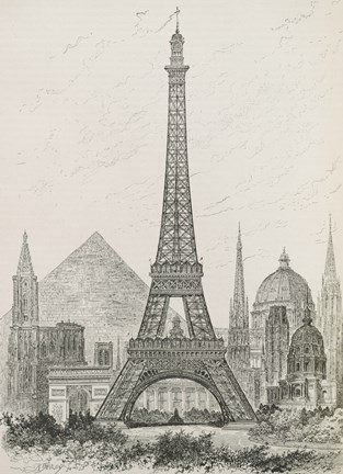 Framed La Tour Eiffel - Hauteur Comparee Print