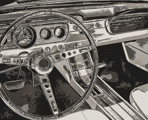 Framed Vintage Car Dashboard Print