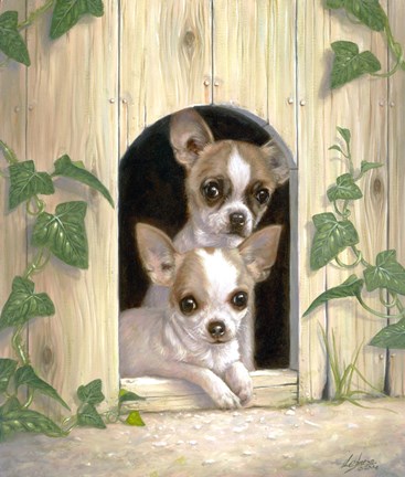 Framed Chihuahua&#39;s In Doghouse Print