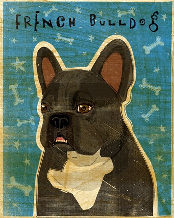 Framed French French Bulldog - Black Brindle and White Print