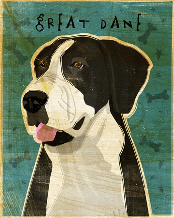 Framed Black Great Dane 2 Print